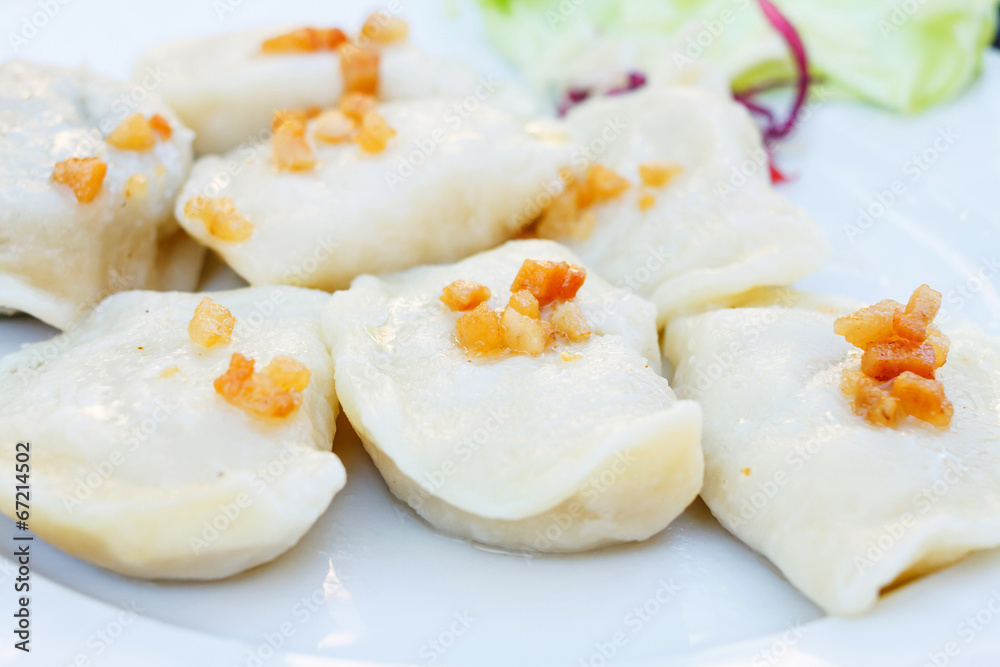 delicious dumplings boiled in white plate delicious dumplings boiled in white plate