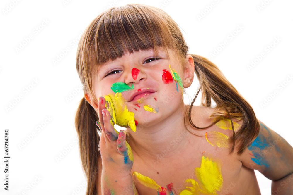 beautiful little girl with painted face beautiful little girl with painted face