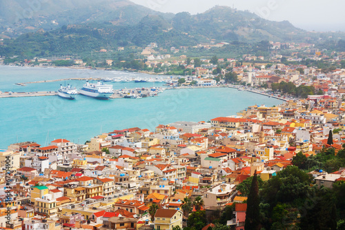 view of the city and harbor Zakynthos, Greece © dziewul