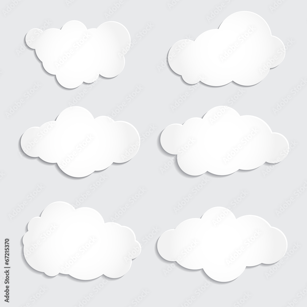 Set of white clouds, vector illustration