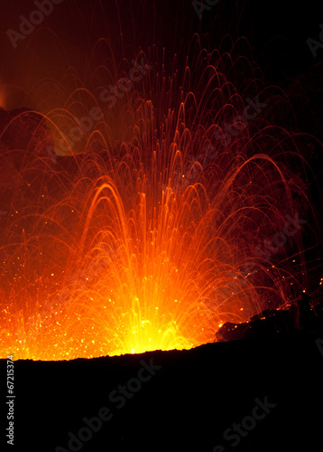 Eruption of Mt Yasur volcano, Vanuatu, South Pacific