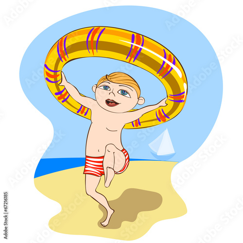Boy with rubber ring