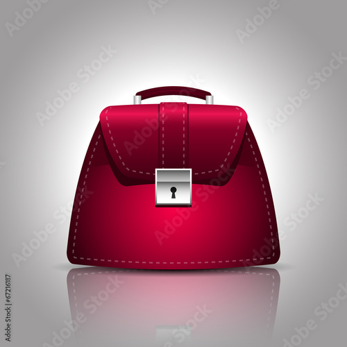 illustration of a burgundy women female handbag