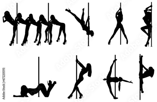 Pole dance women silhouettes