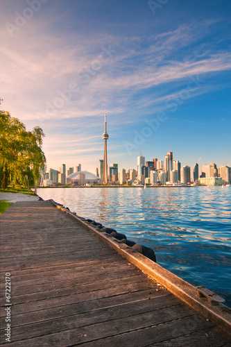 Toronto skyline over ontario lake