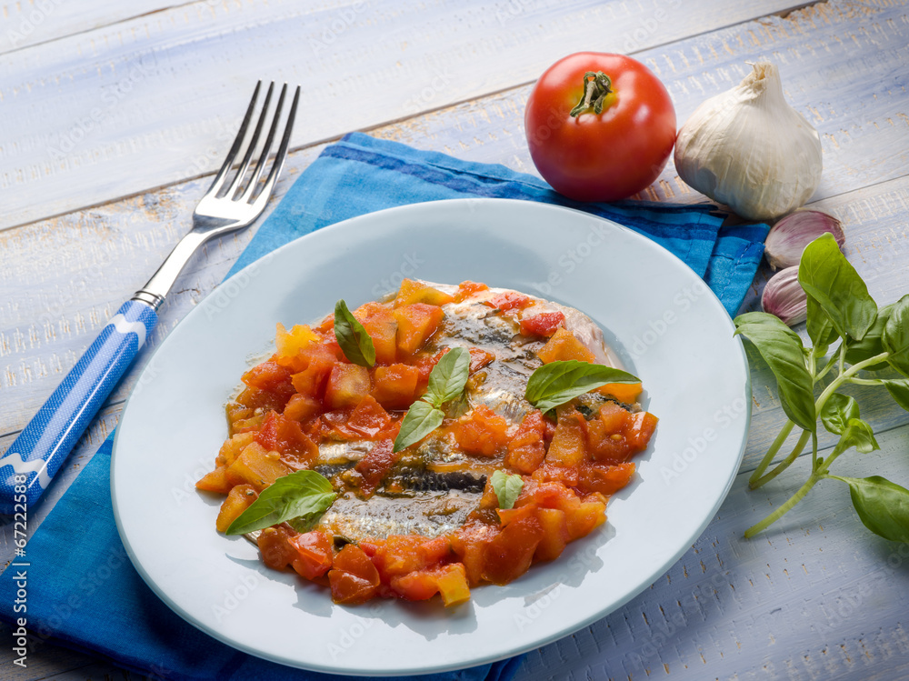 anchovy with capsicum and tomato sauce anchovy with capsicum and tomato sauce