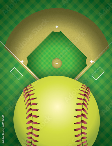 Softball Field and Ball Background Illustration