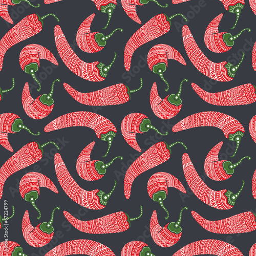 Red chili peppers seamless vector pattern