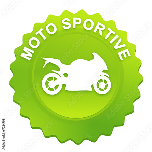 moto sportive sur bouton web denté vert