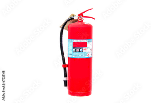 Chemical fire extinguisher isolated on white background, with cl
