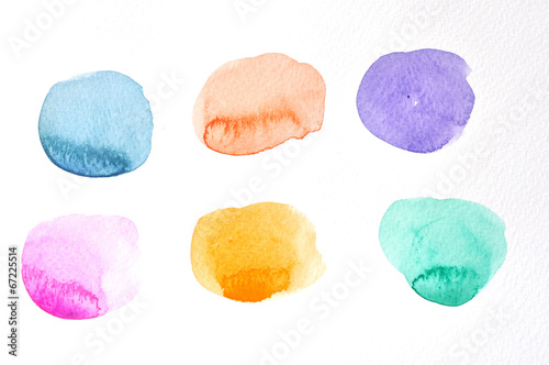 Watercolor circles collection. Watercolor stains set isolated on