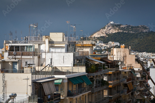View of Lycabettus over the roofs.