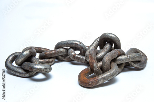 Old steel chain is isolate on white background