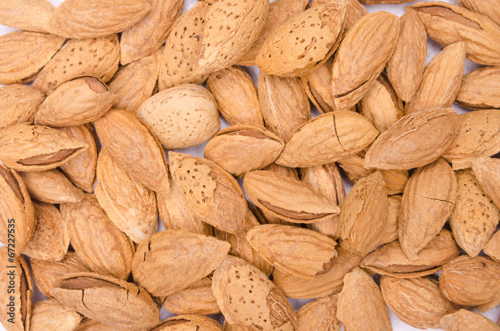 Fototapeta premium Background of almonds in shell