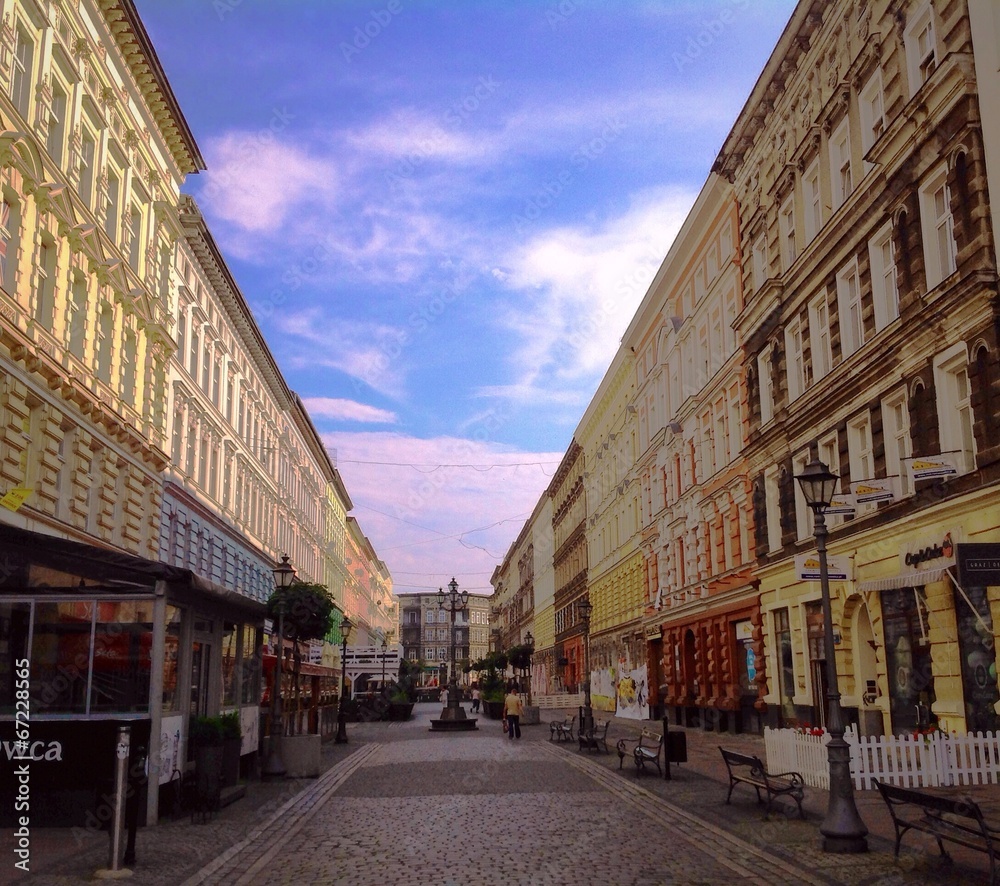 Colorful street in Szczecin