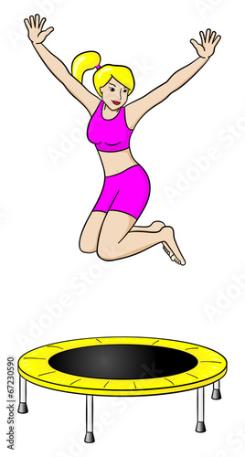 Frau auf einem Trampolin
