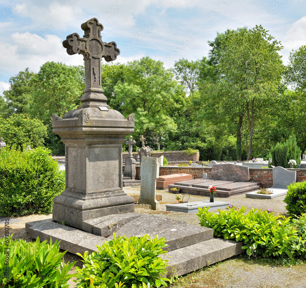 Village cemetery of 19 century in Belgium