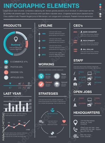 Minimal business infographics vector elements resume cv set
