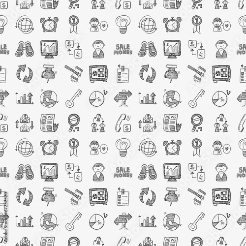 doodle business seamless pattern