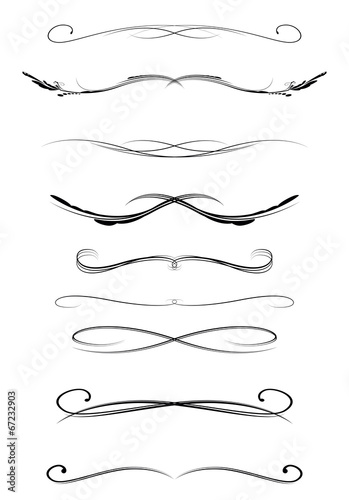 set of calligraphic lines dividers, vector