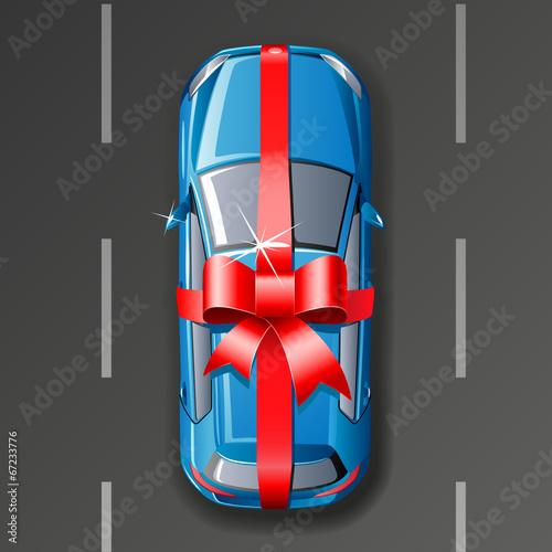 Vector car wrapped gift ribbon