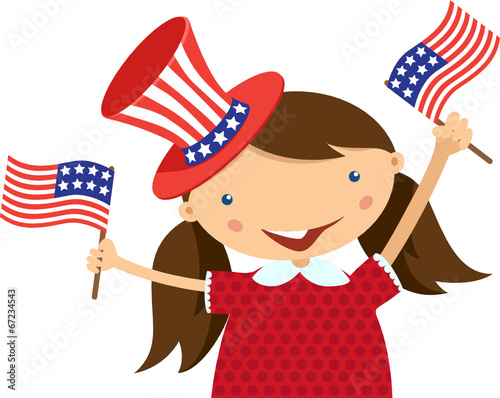 illustration of a girl celebrating Independence Day
