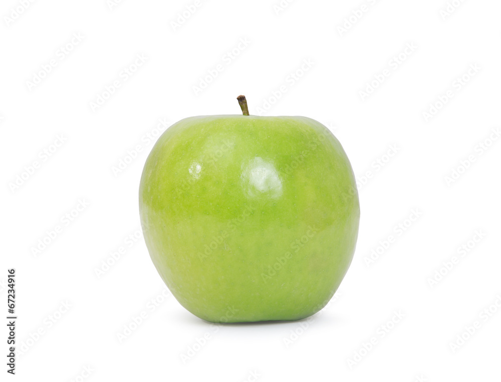 Green apple with leaf isolated on a white background Green apple with leaf isolated on a white background