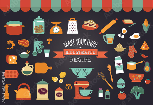 Food icons and illustrations - vector collection