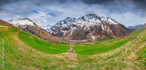 Panorama from the Le Lautaret Pass, Ecrins, France.