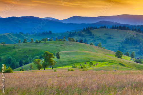 Colorful morning in the Carpathian mountains.