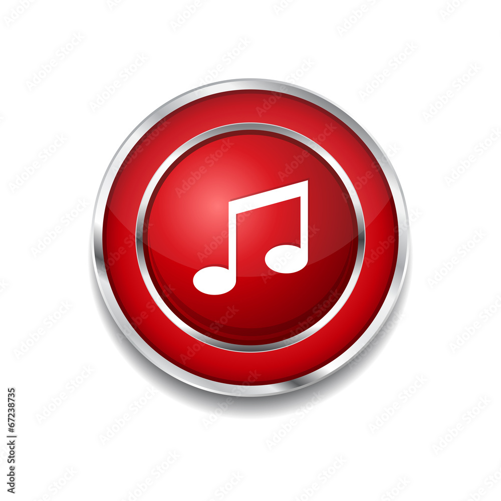 Music Note Circular Vector Red Web Icon Button Music Note Circular Vector Red Web Icon Button