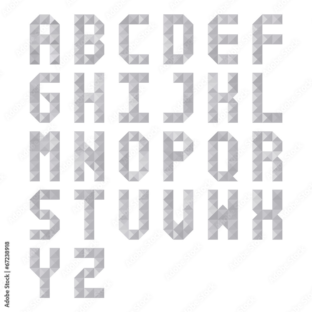 Gray triangle pattern alphabet Gray triangle pattern alphabet