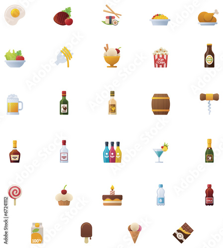 Food and drinks icon set