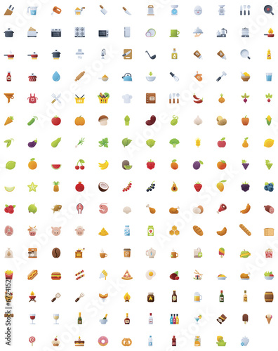 Big food, drinks and cooking icon set