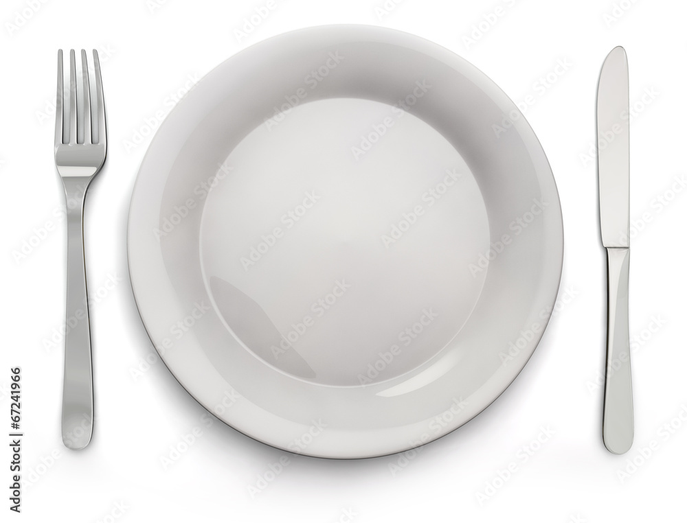 Food Plate, Knife, Fork - Stock Image Food Plate, Knife, Fork - Stock Image
