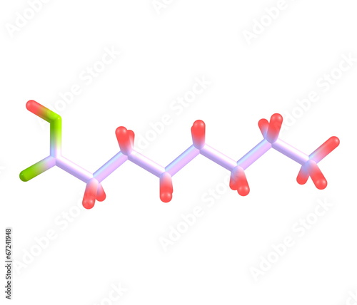 Heptanoic (enanthic) acid molecule isolated on white photo