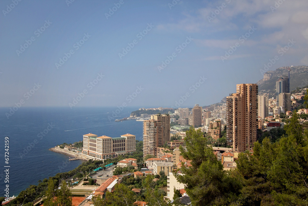 Monaco Montecarlo cityscape, principality aerial view