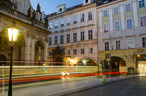 tram at night in Prague