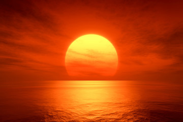 Fototapete Sonnenuntergang roter Sonnenuntergang  © magann