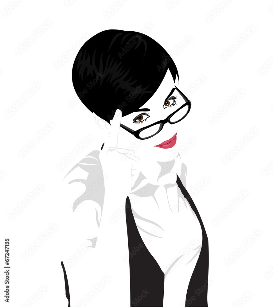 Short hair beauty woman wearing glasses vector. Stock Vector | Adobe Stock