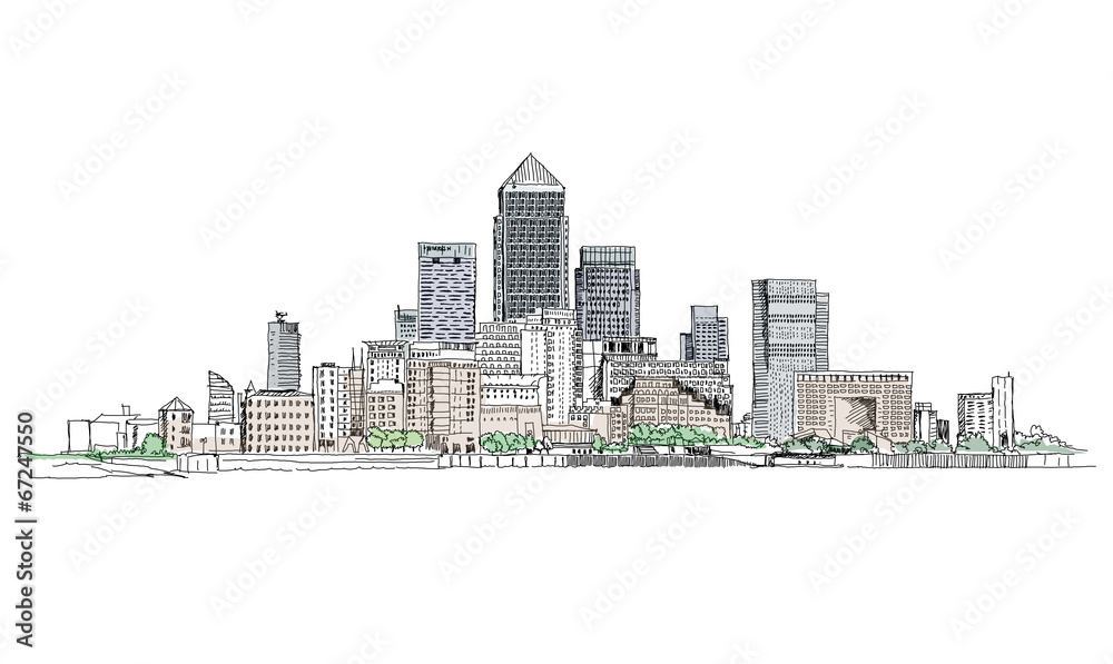 Obraz premium Aria biznesowa Canary Wharf, Londyn, kolekcja Sketch