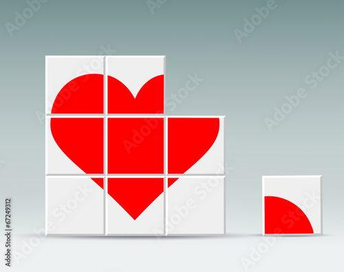 red heart folded cubes