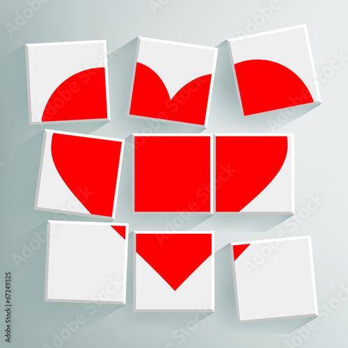 red heart folded cubes