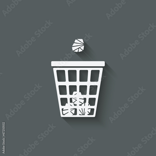 trash basket with crumpled paper