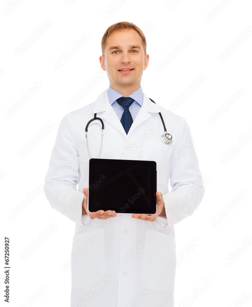 smiling male doctor with tablet pc smiling male doctor with tablet pc