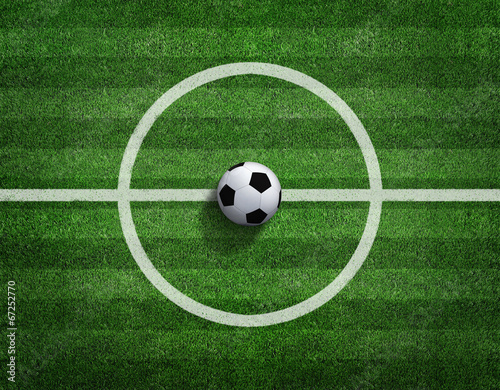 Soccer football field stadium grass line ball background texture © Aomarch