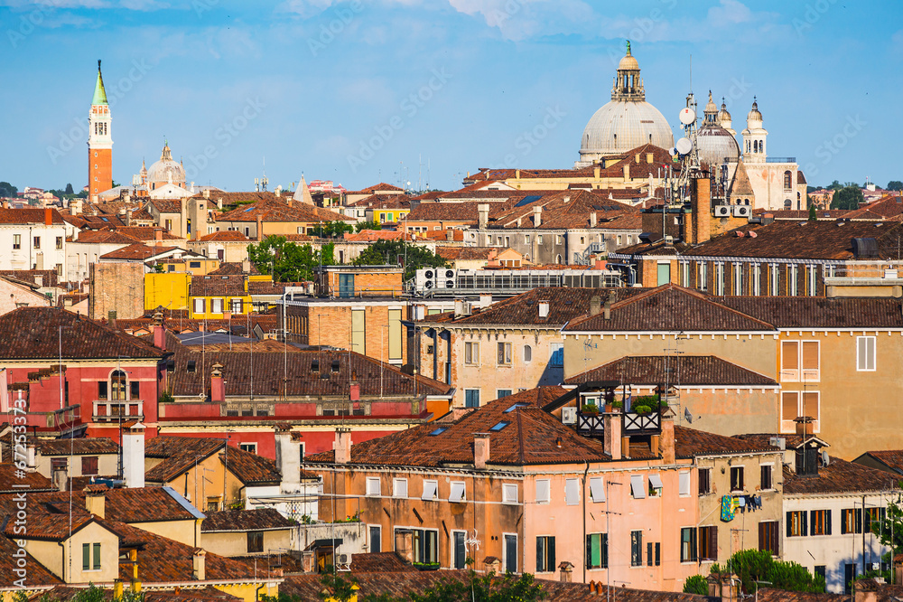 view of Venice rooftops from above, Italy view of Venice rooftops from above, Italy