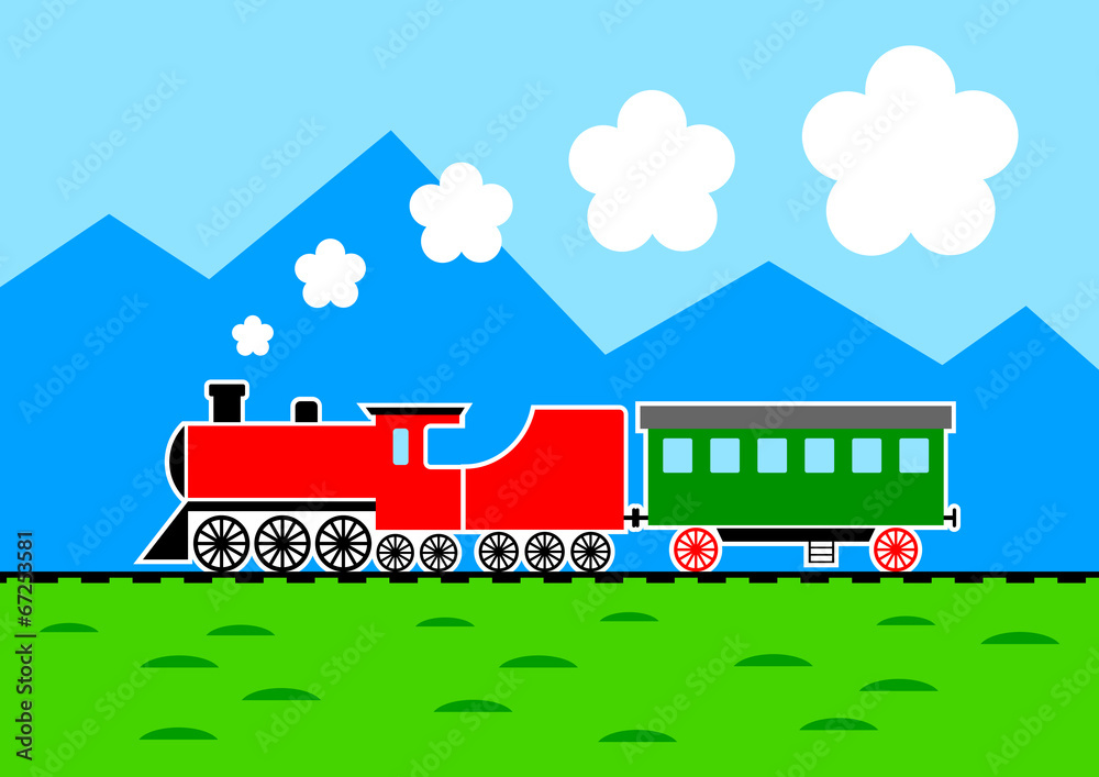Train in mountainous landscape