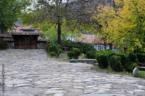 Cobbled Courtyard in the Fall