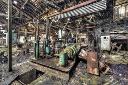 Old machinery in derelict workshop